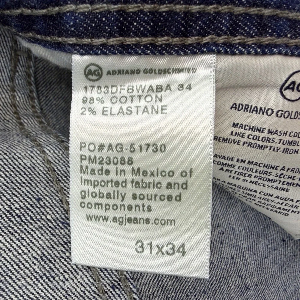 AG Adriano Goldschmied Tellis Modern Slim Jeans Mens 31x34 (Fits 32x33.5) New!
